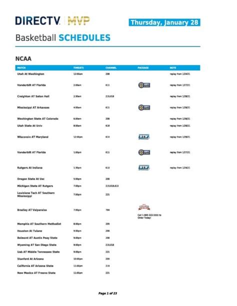 2nd year price currently $154/mo. . Directv sports schedule today printable